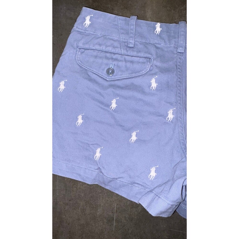 Polo Ralph Lauren Shawna Shorts! Dusty Blue W White Polo Players All Over Size 2 - Picture 7 of 7